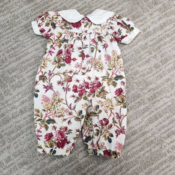 Baby Togs vintage rose floral collar romper size 6-9 months - Picture 10 of 11